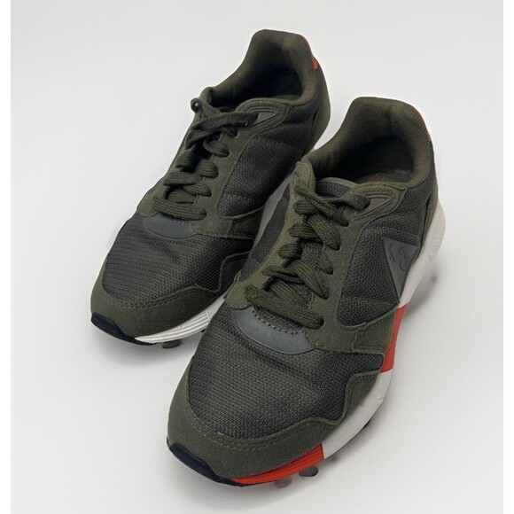 Le Coq Sportif Khaki Green Accent Orange Athletic Sneakers Women’s Size 6 - Picture 1 of 9